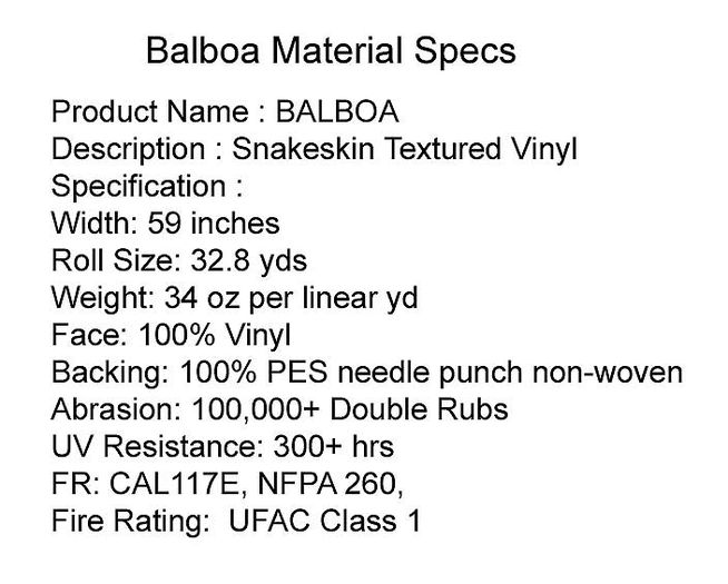 Specifications of Balboa Leather Ceiling Tile