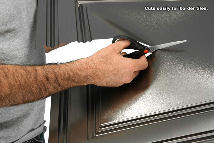 Cutting Pewter Ceiling Tile
